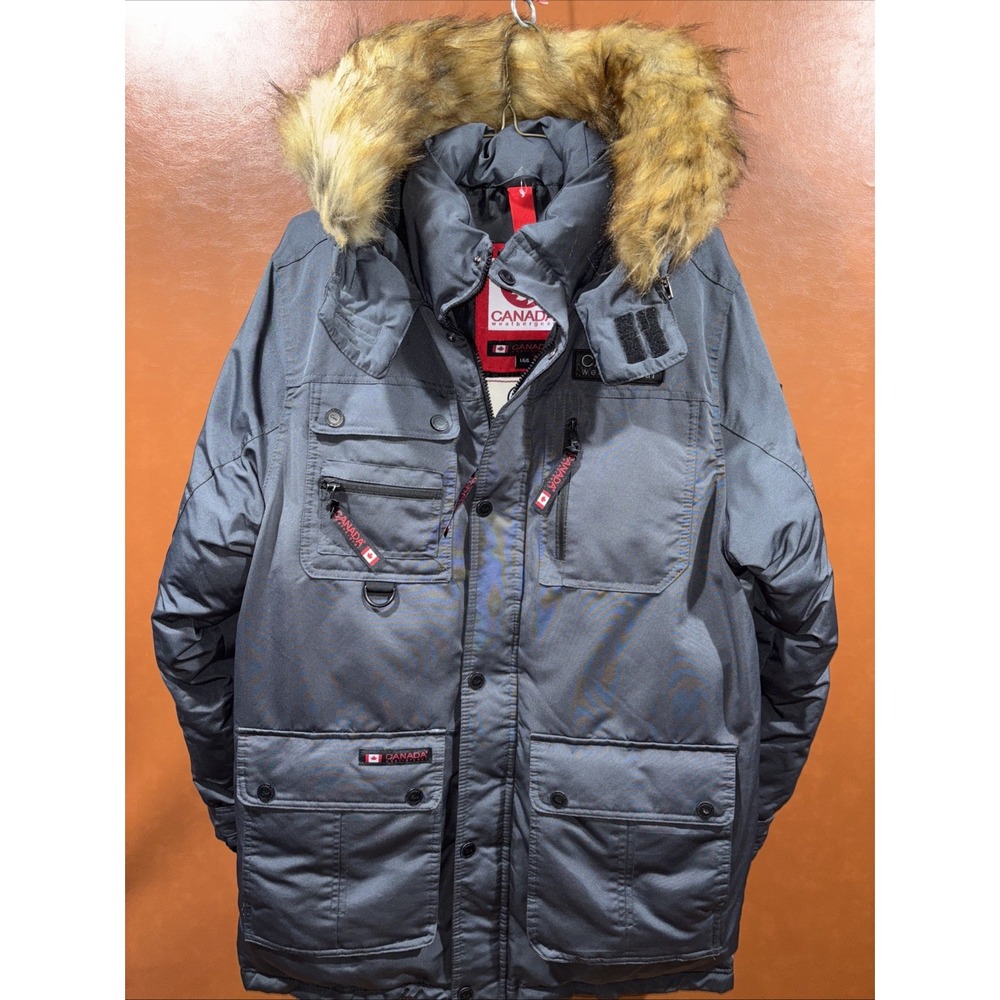 EUC Canada Weather Gear Faux Fur Parka Blue Large